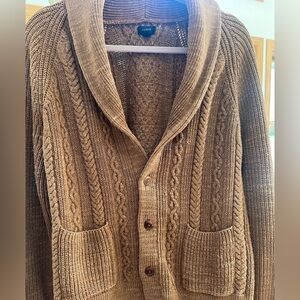 J. Crew Tan Cable Knit Cardigan Sweater